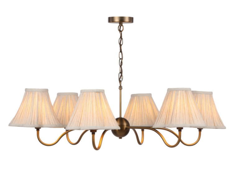 Caliro 6Lt Chandelier - Antique Bronze with Taupe and Red Shades