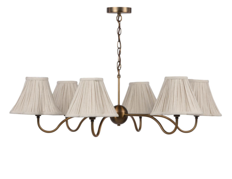 Caliro 6Lt Chandelier - Antique Bronze with Taupe and Red Shades