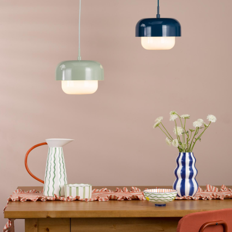 Topanga Pendant Light- Blue/ Green and Opal Glass