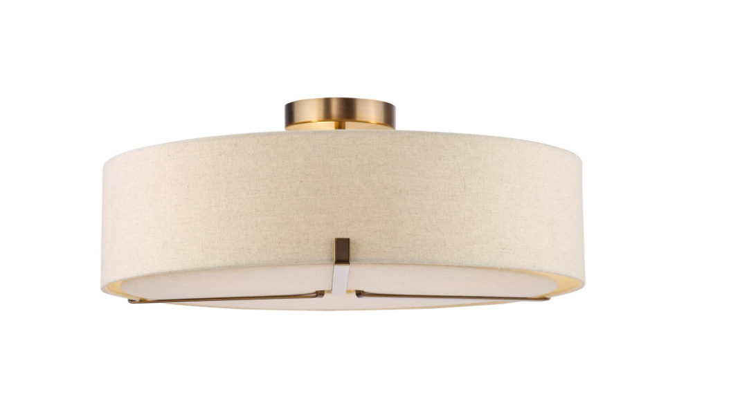 Santino 3 Light Semi Flush Light-  Satin Chrome/ Antique Bronze Finishes