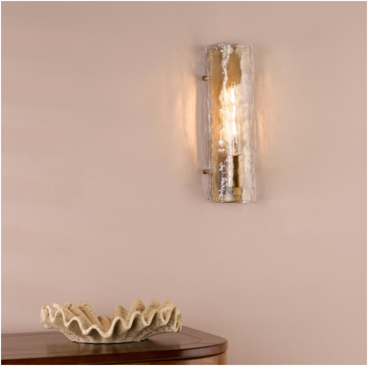 Ravis Wall Light-  Antique Bronze and Textured Glass