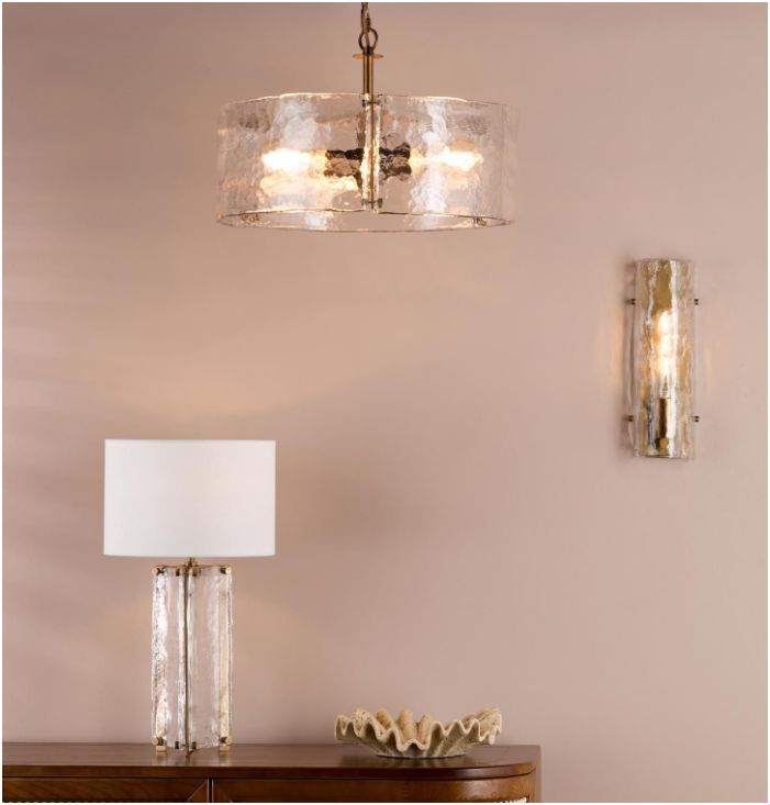 Ravis Wall Light-  Antique Bronze and Textured Glass