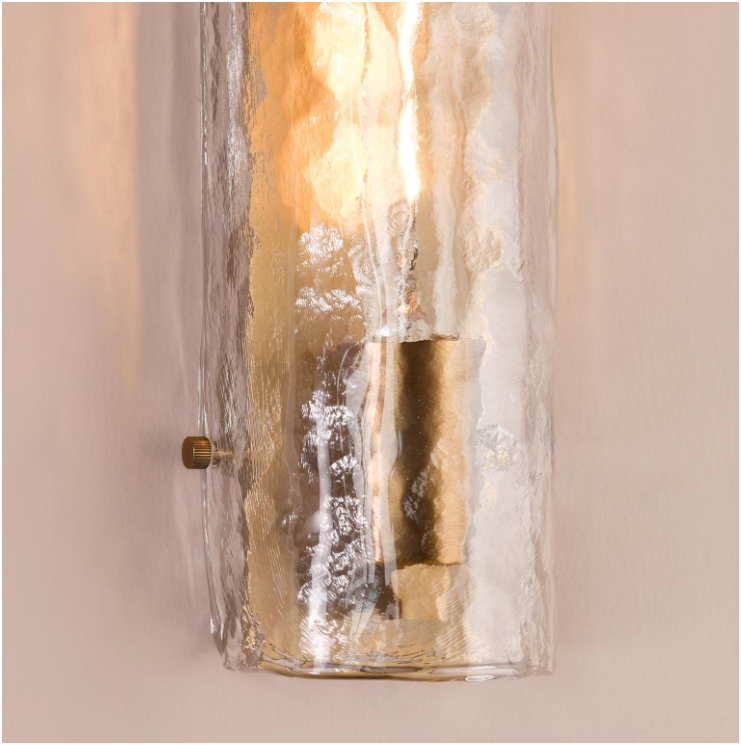 Ravis Wall Light-  Antique Bronze and Textured Glass
