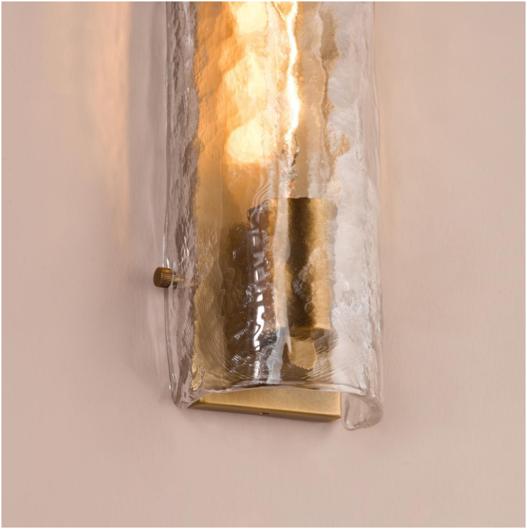 Ravis Wall Light-  Antique Bronze and Textured Glass