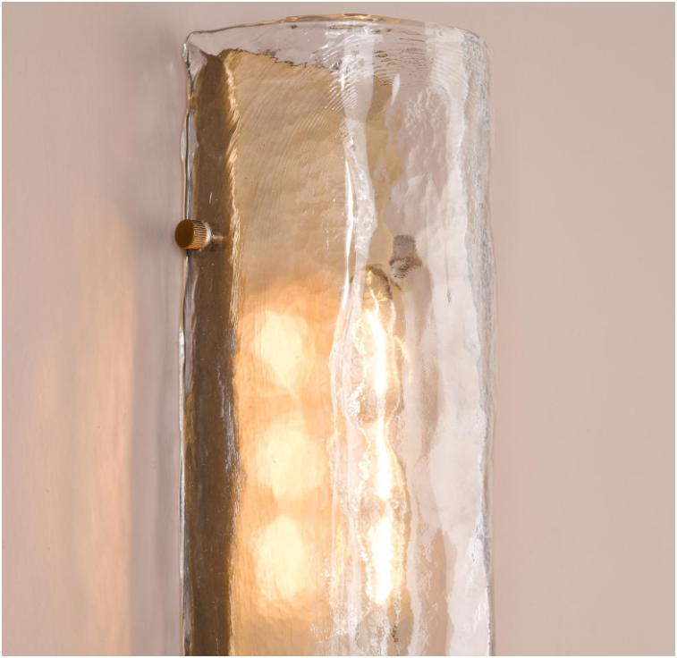 Ravis Wall Light-  Antique Bronze and Textured Glass