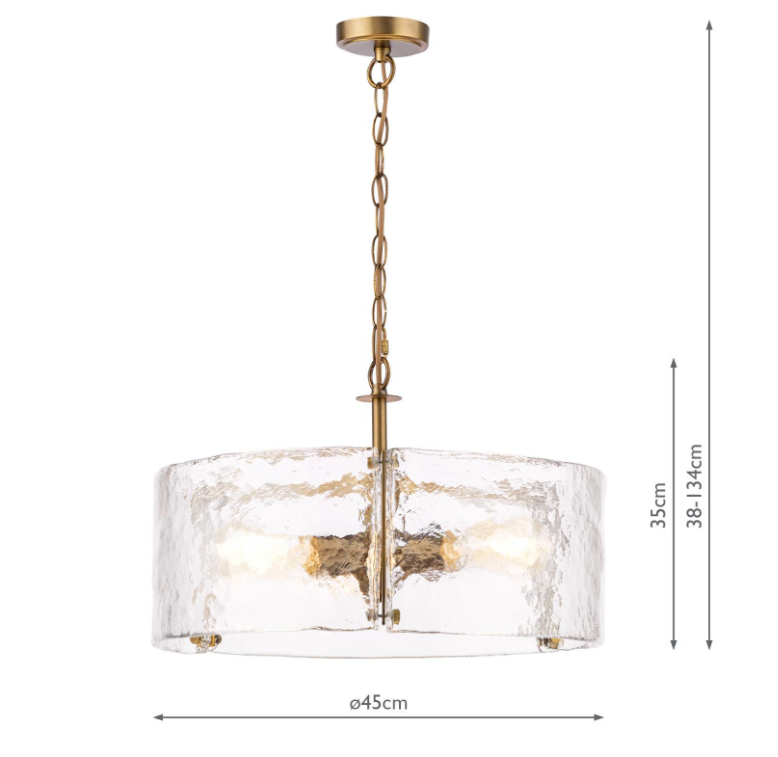 Ravis 3Lt Chandelier- Antique Bronze and Textured Glass