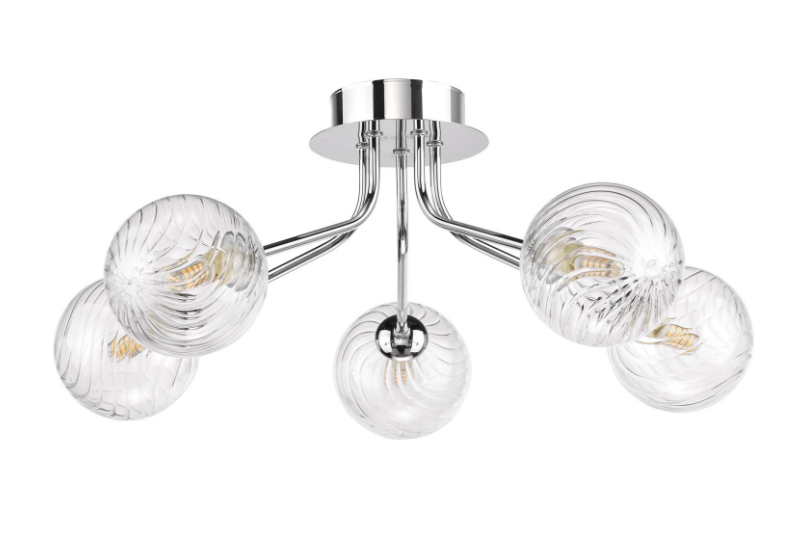 Poyen 5Lt Semi-Flush Light- Polished Chrome/ Matt Black