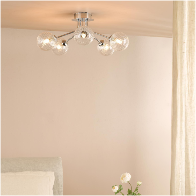 Poyen 5Lt Semi-Flush Light- Polished Chrome/ Matt Black