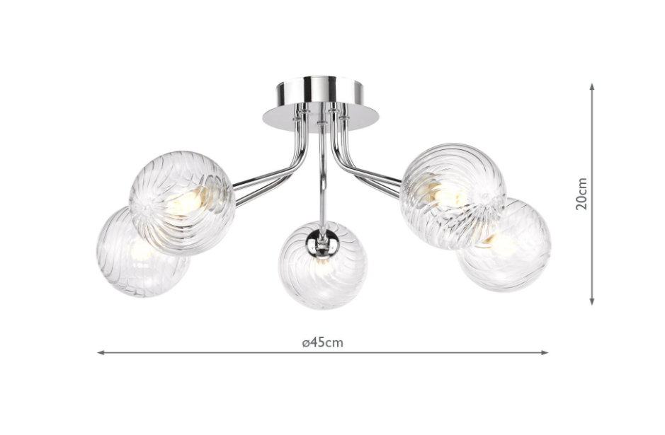 Poyen 5Lt Semi-Flush Light- Polished Chrome/ Matt Black