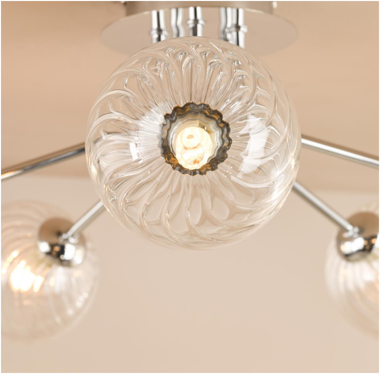 Poyen 5Lt Semi-Flush Light- Polished Chrome/ Matt Black