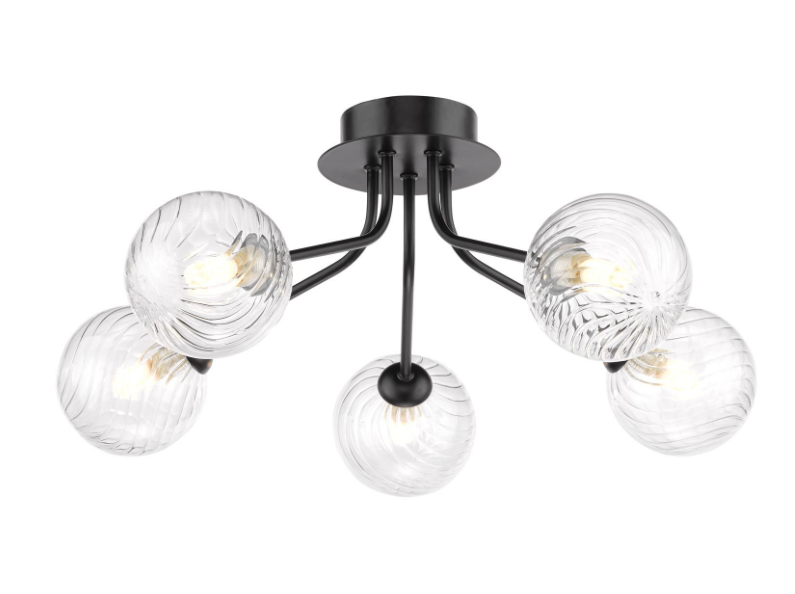 Poyen 5Lt Semi-Flush Light- Polished Chrome/ Matt Black