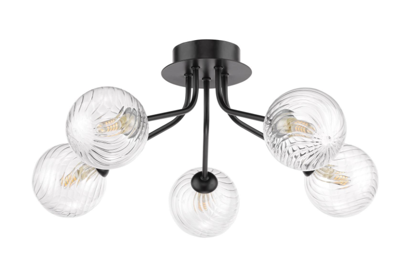 Poyen 5Lt Semi-Flush Light- Polished Chrome/ Matt Black