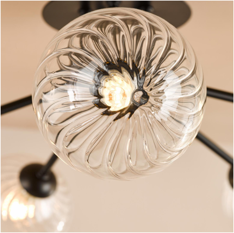 Poyen 5Lt Semi-Flush Light- Polished Chrome/ Matt Black