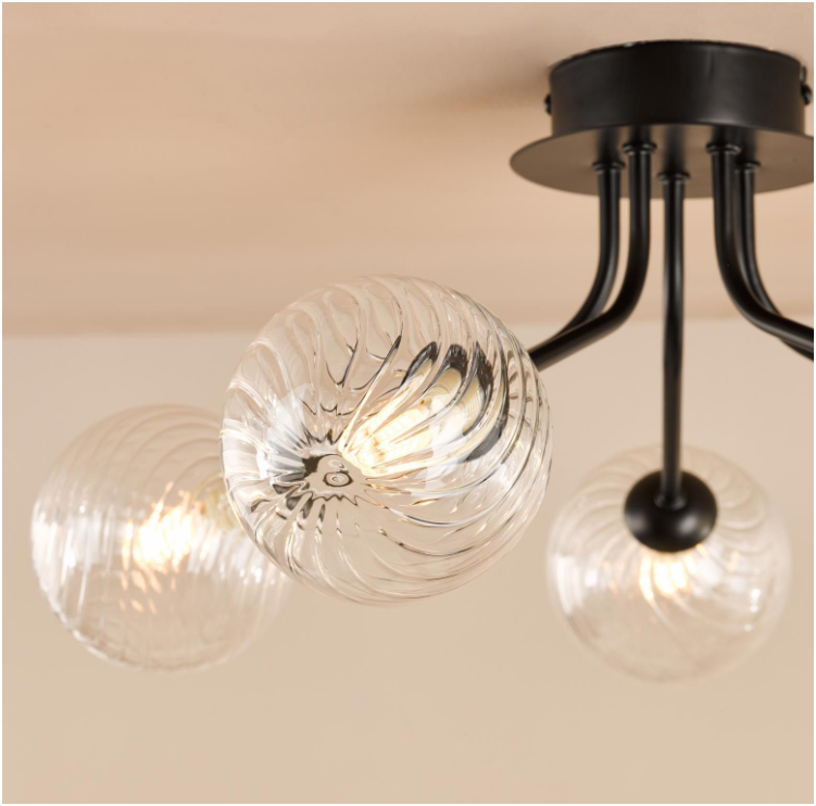 Poyen 5Lt Semi-Flush Light- Polished Chrome/ Matt Black