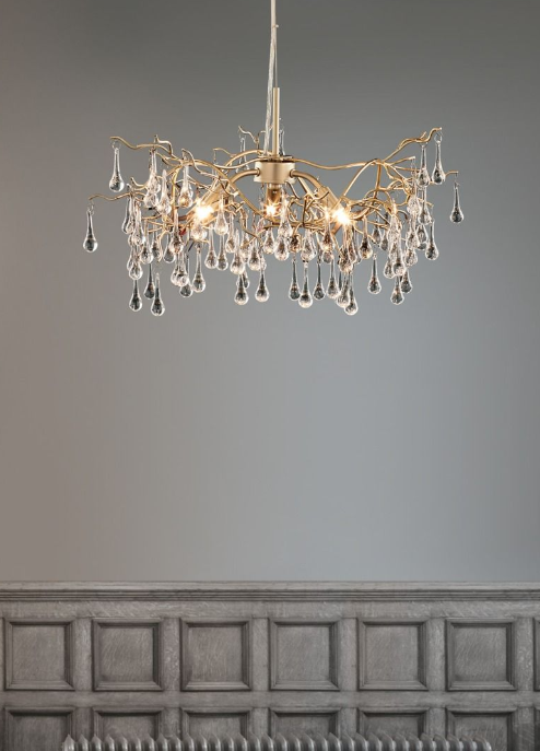 Willow 3/5 Light Pendant- Pewter/ Champagne