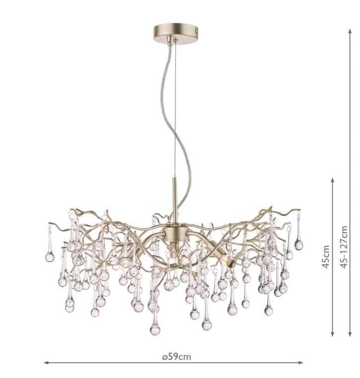 Willow 3/5 Light Pendant- Pewter/ Champagne