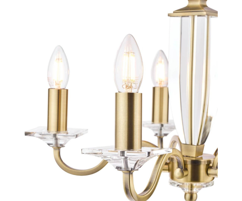 Carson 5 Light Armed Pendant Fitting Only- Antique Brass/ Polished Nickel