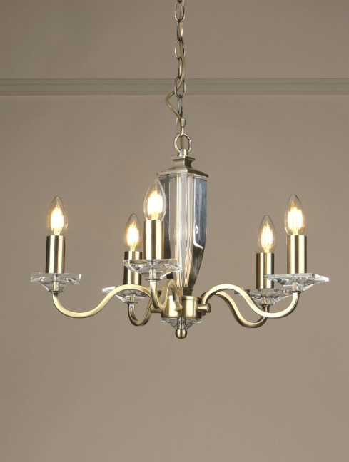 Carson 5 Light Armed Pendant Fitting Only- Antique Brass/ Polished Nickel