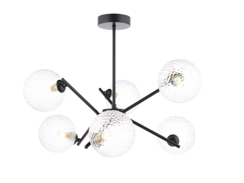 Naron 6Lt Semi-Flush Ceiling Light- Antique Bronze/ Satin Black