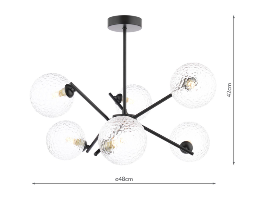 Naron 6Lt Semi-Flush Ceiling Light- Antique Bronze/ Satin Black