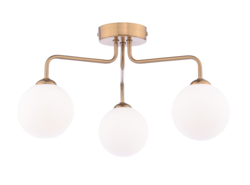 Feya 3/5Light Semi Flush Light -  Matt Black / Antique Bronze w Amber& Smoked Glass Finishes