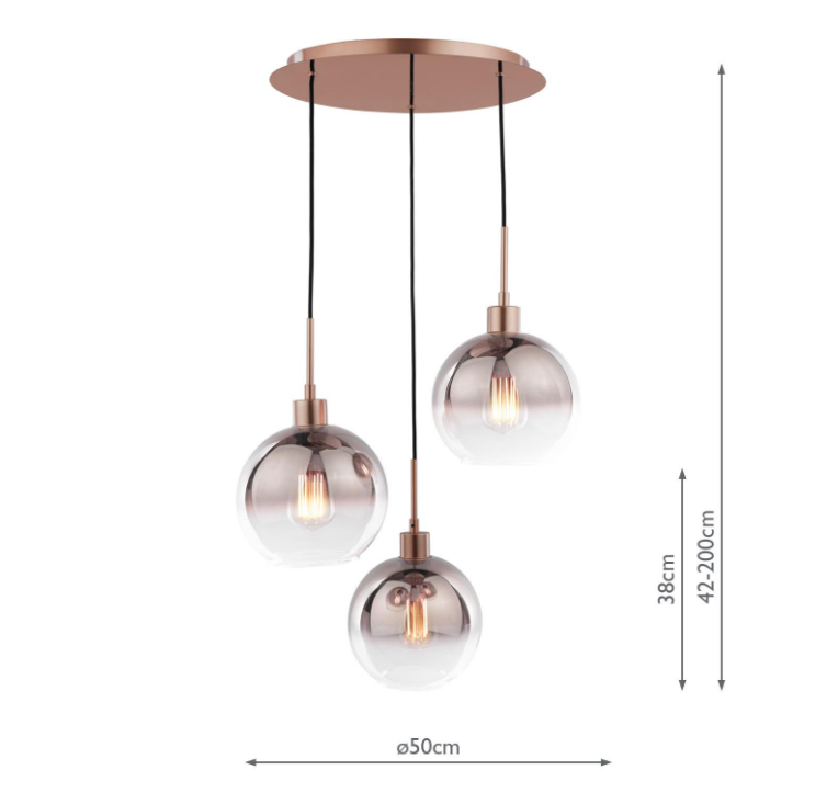 Lycia 3 Light Cluster Pendant- Various Finishes