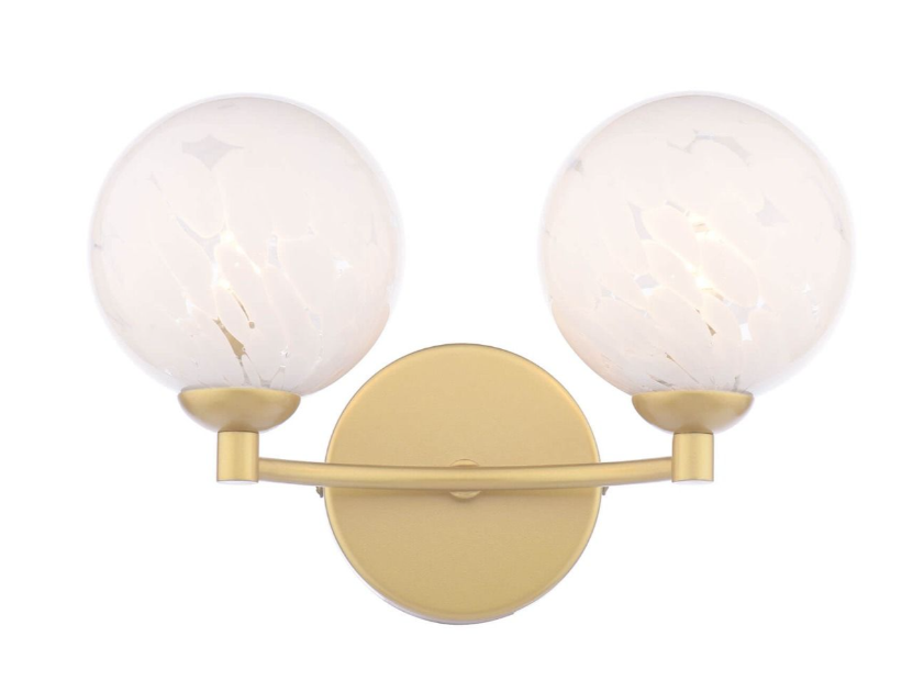 Izzy 2 Light Wall Light- Matt Gold With Twisted Amber Glass