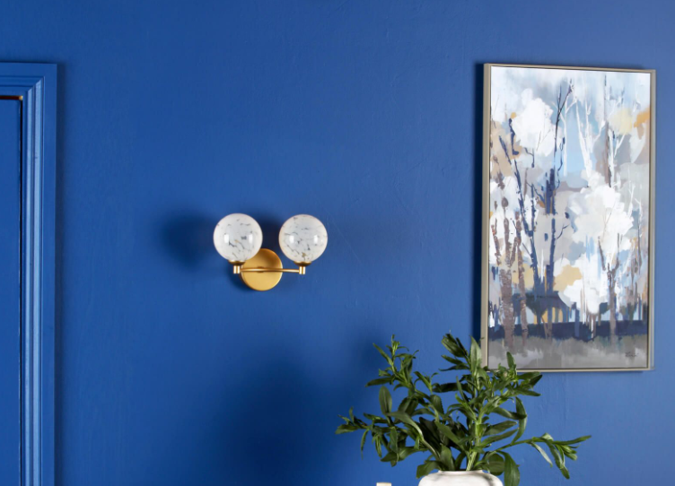 Izzy 2 Light Wall Light- Matt Gold With Twisted Amber Glass
