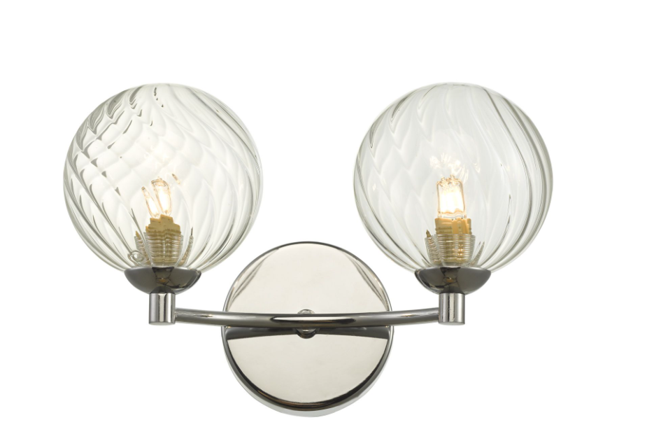 Izzy 2 Light Wall Light- Matt Gold With Twisted Amber Glass