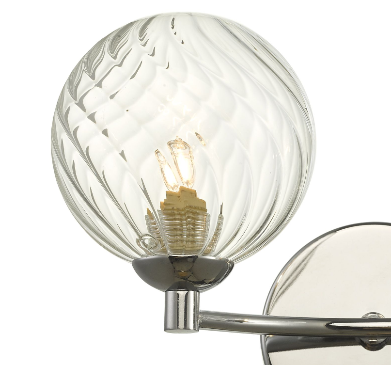 Izzy 2 Light Wall Light- Matt Gold With Twisted Amber Glass