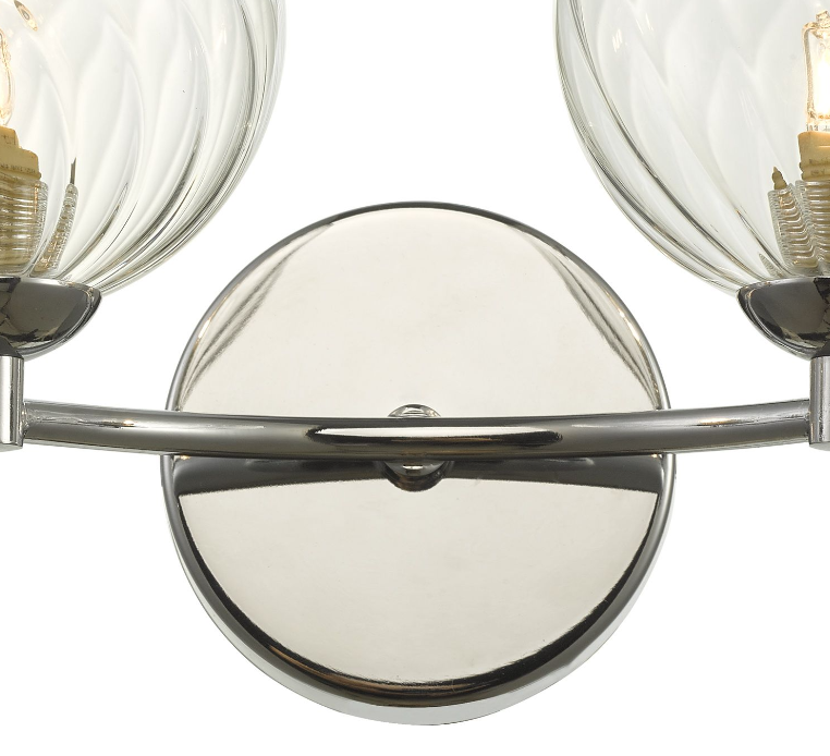 Izzy 2 Light Wall Light- Matt Gold With Twisted Amber Glass