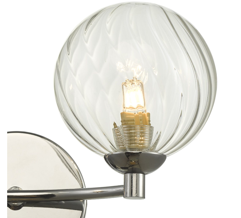 Izzy 2 Light Wall Light- Matt Gold With Twisted Amber Glass