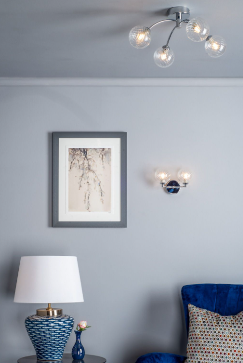 Izzy 2 Light Wall Light- Matt Gold With Twisted Amber Glass