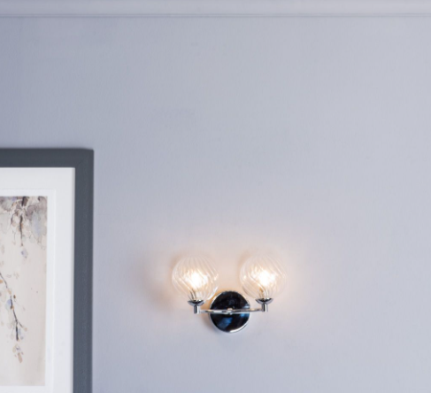 Izzy 2 Light Wall Light- Matt Gold With Twisted Amber Glass