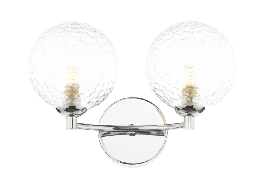 Izzy 2 Light Wall Light- Matt Gold With Twisted Amber Glass