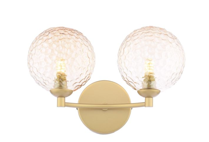 Izzy 2 Light Wall Light- Matt Gold With Twisted Amber Glass