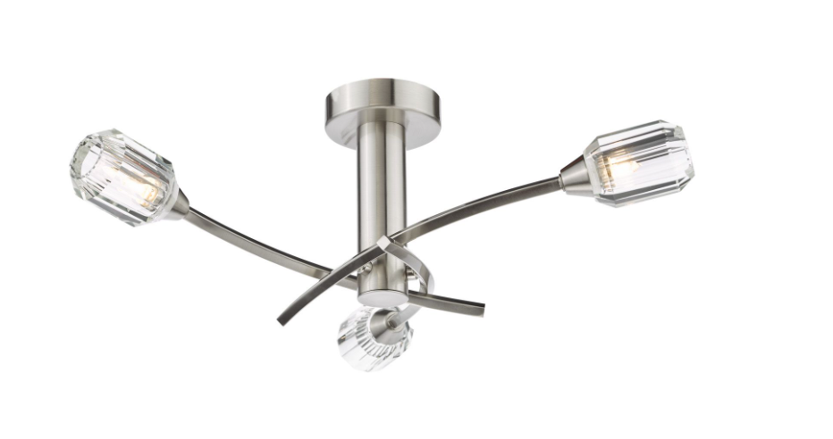 Zonda 3/6Lt Semi-Flush Ceiling Light- Brushed Nickel and Crystal