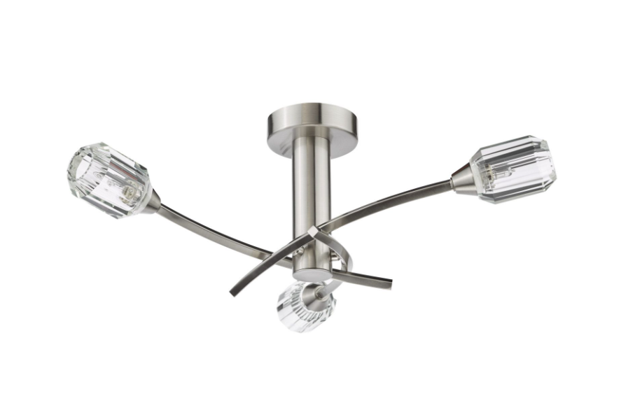 Zonda 3/6Lt Semi-Flush Ceiling Light- Brushed Nickel and Crystal