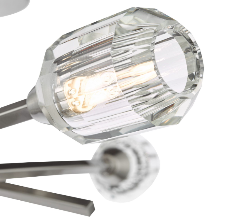 Zonda 3/6Lt Semi-Flush Ceiling Light- Brushed Nickel and Crystal