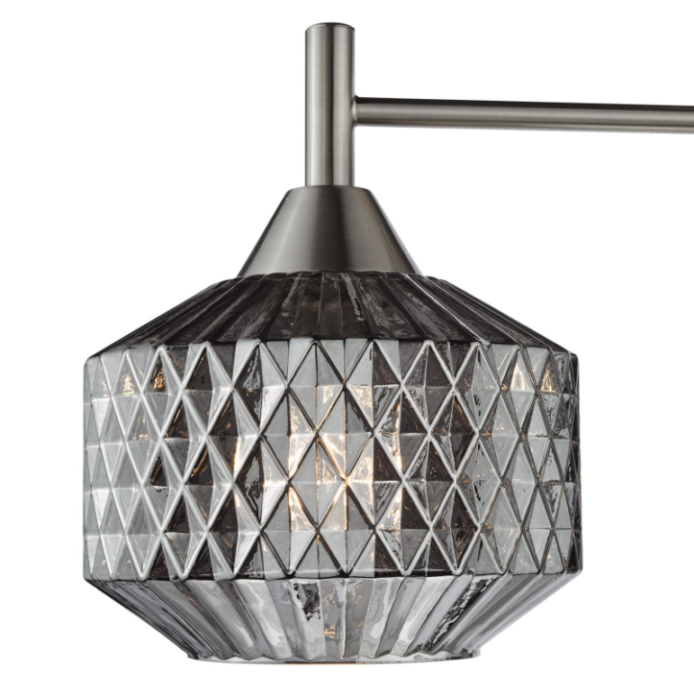 Fabrienne 3/5Lt Semi-Flush Light- Satin Nickel and Smoked Glass