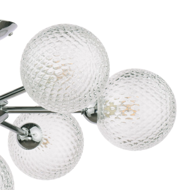 Atherton 7Lt Semi Flush Light- Polished Chrome/  Satin Brass