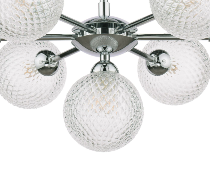 Atherton 7Lt Semi Flush Light- Polished Chrome/  Satin Brass