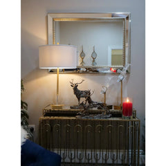 Estela Console Table Set of 2- Distressed Antique Gold & Mirrored Top Finish