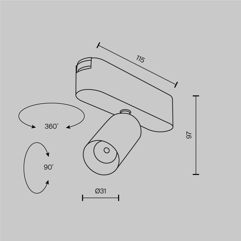 Track luminaire Focus Led Radity 36°
