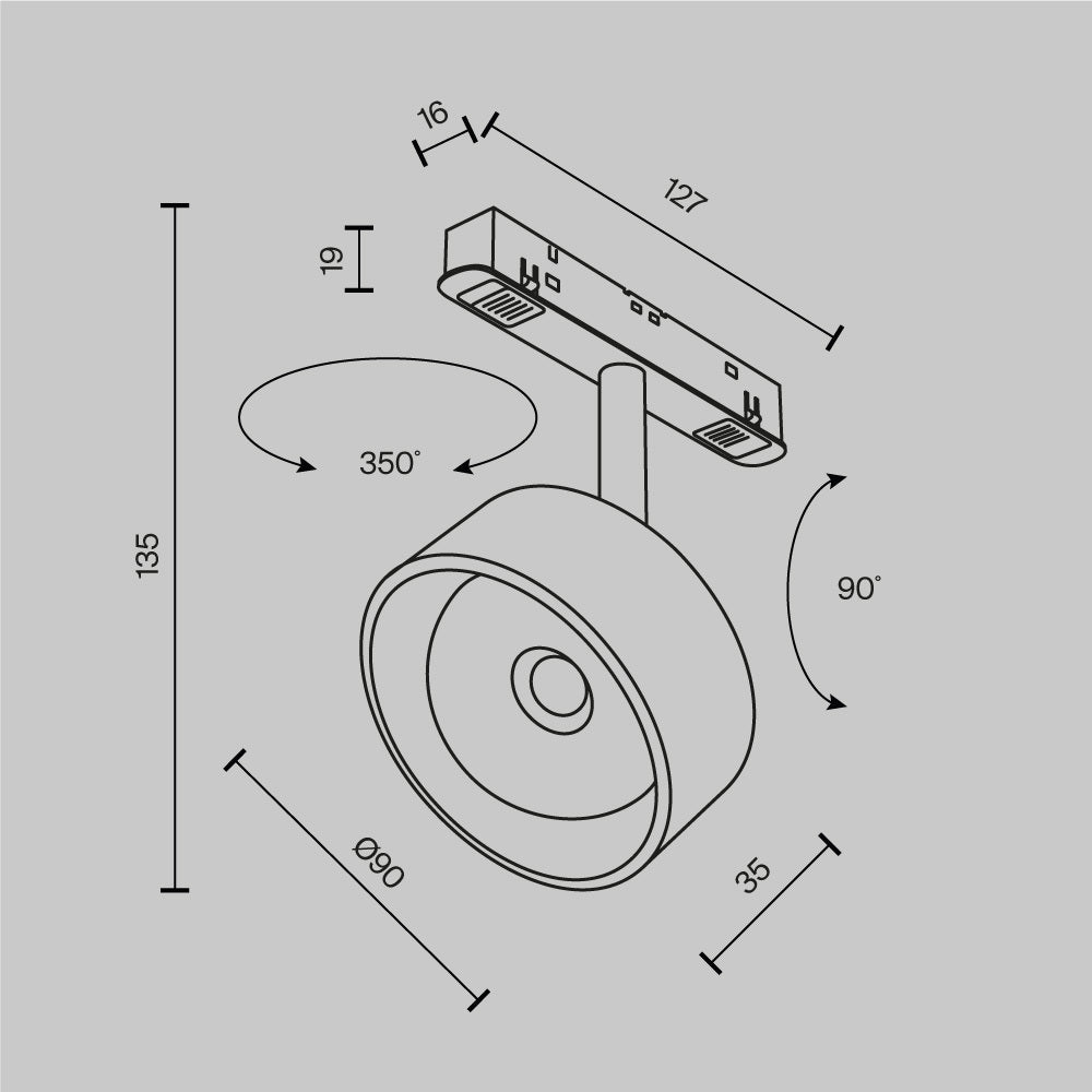 Track Lighting Lens Magnetic track system Exility 3000K 15W 70°