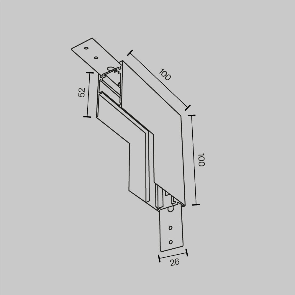 Internal L-connector Exility surface-mounted