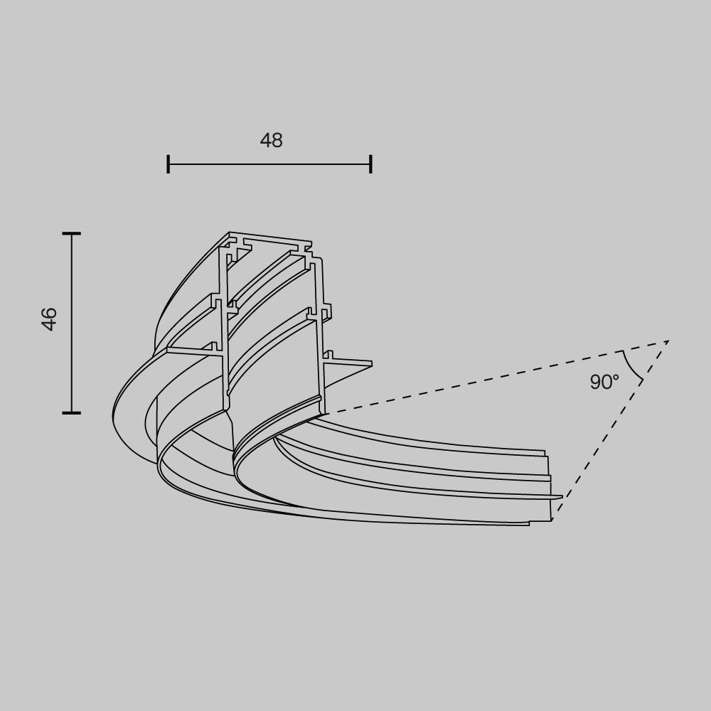 Radius connector R300 Exility recessed mounting track for plasterboard 12,5 mm,