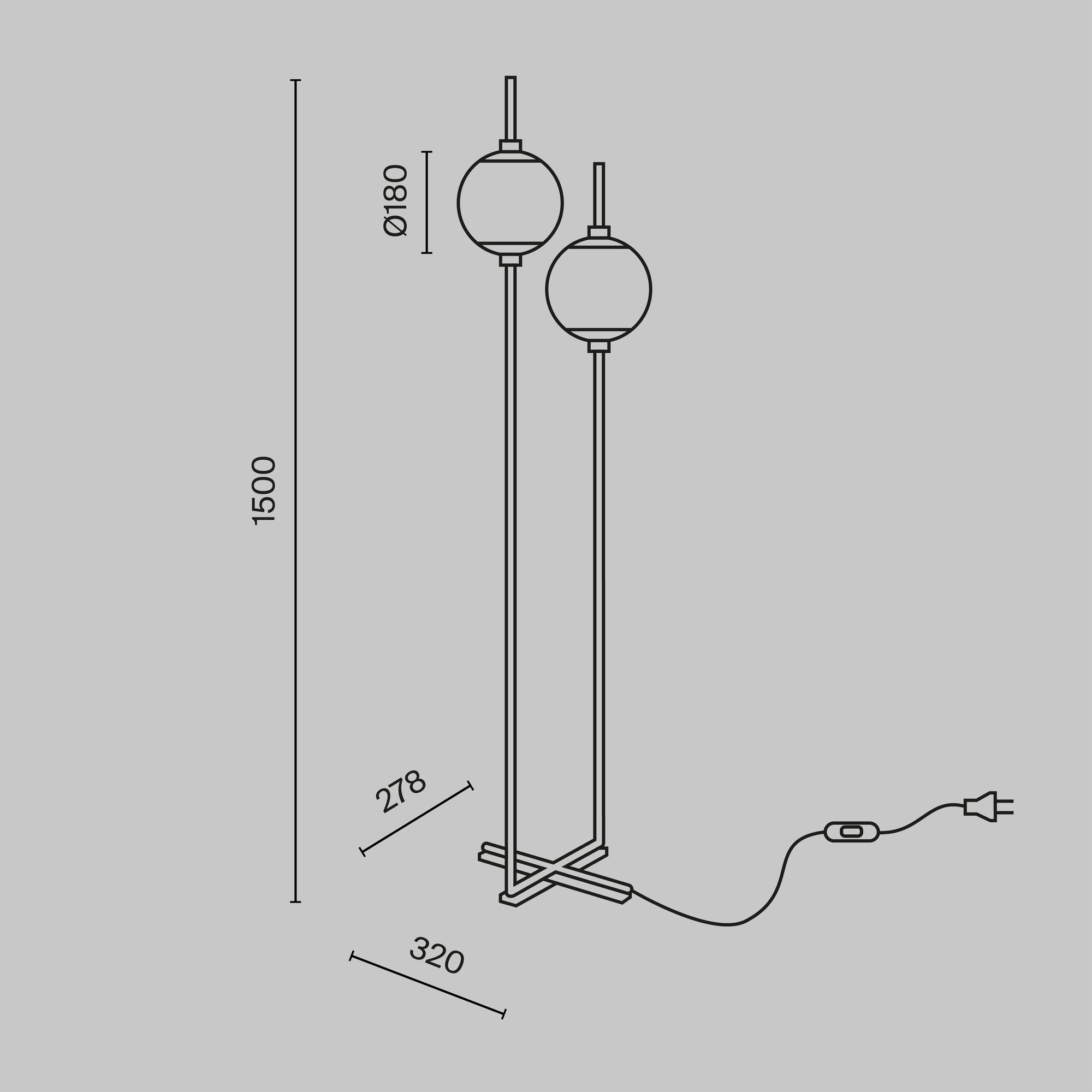 The Sixth Sense Floor lamp Integrated LED - Black & White/Brass & White Finish