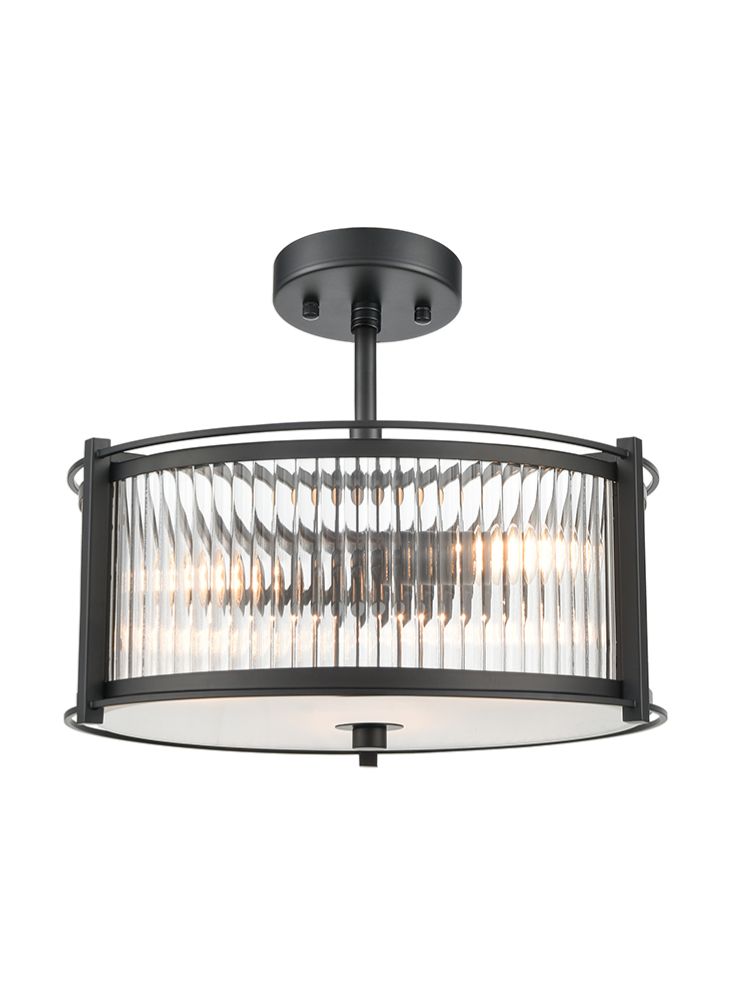 Sudbury 3/5/8lt Ceiling Fitting- Polished Nickel/ Matt Black