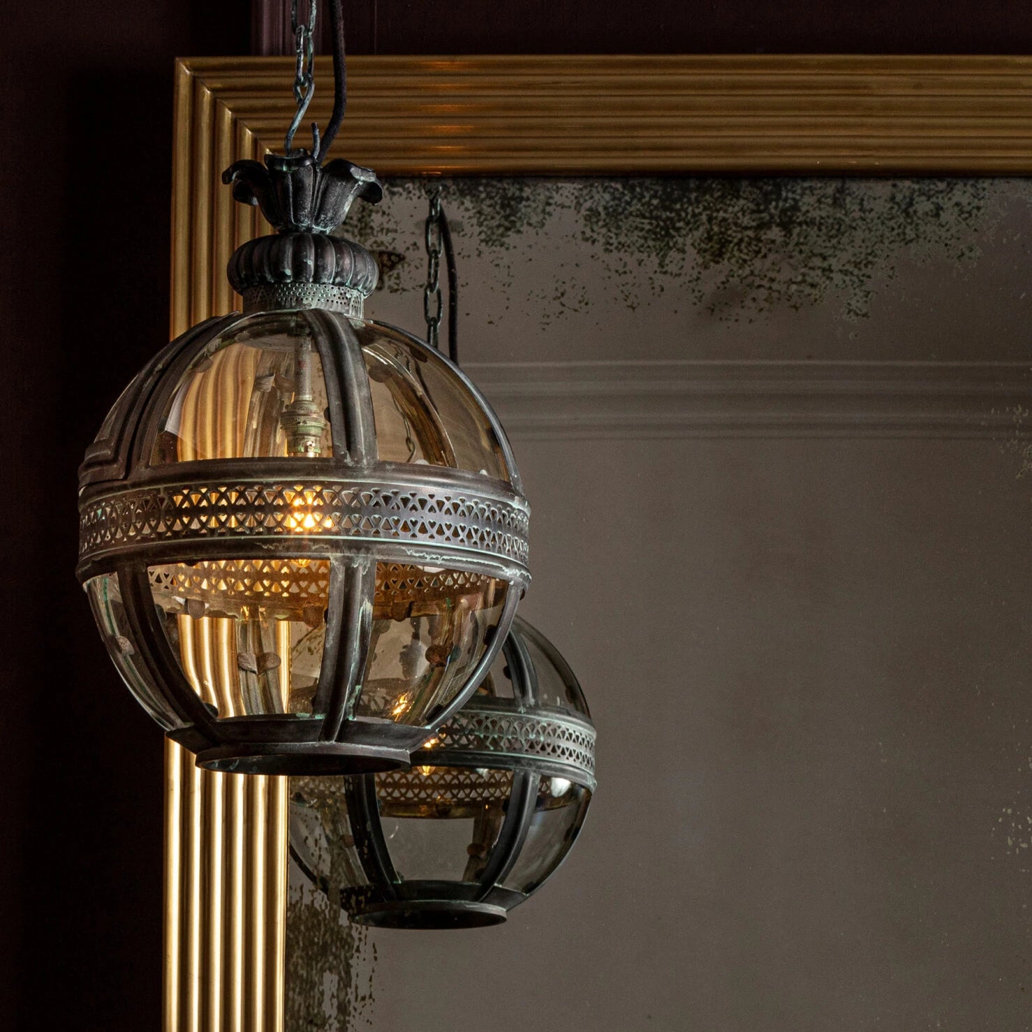 Hampstead Lantern- Verdigris Bronze/ Brass